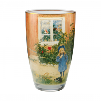 Goebel Vase Carl Larsson Britta mit Katze Blumenvase ANGEBOT Glas Glasvase 19 cm