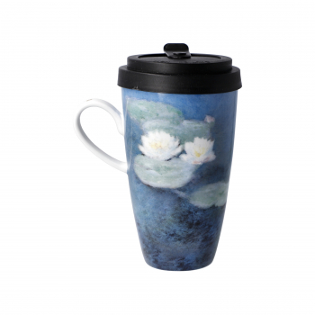 Goebel Seerosen am Abend Trinkbecher Claude Monet Mug To Go mit Deckel Teetasse Kaffeetasse Porzellan Künstlerbecher