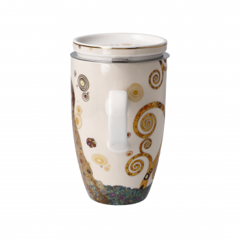Goebel - Der Kuss - Tasse Trinkbecher - Gustav Klimt - Teetasse mit Deckel und Sieb Porzellan Porzellantasse