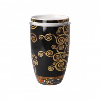 Goebel - Der Lebensbaum - Tasse Trinkbecher - Gustav Klimt - Teetasse mit Deckel und Sieb Porzellan Porzellantasse