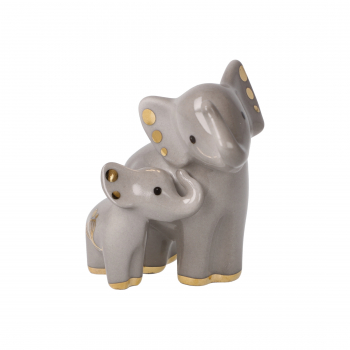 Goebel Mini Elefant in Love grau mit Ginkgo Blatt Elephant de luxe Figur aus dem Display