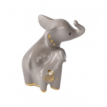 Goebel Mini Elefant in Love grau mit Ginkgo Blatt Elephant de luxe Figur aus dem Display