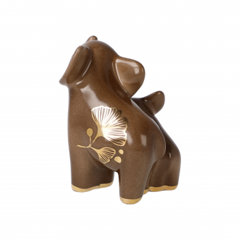 Goebel Mini Elefant in Love braun mit Ginkgo Blatt Elephant de luxe Figur aus dem Display