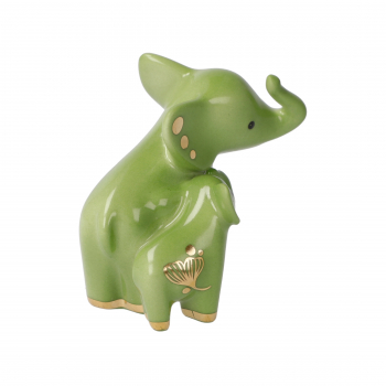 Goebel Mini Elefant in Love grün mit Ginkgo Blatt Elephant de luxe Figur aus dem Display - Kopie