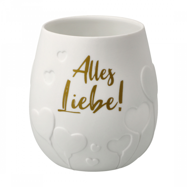 Goebel Windlicht Alles Liebe ! Herz Porzellan Teelichthalter Spruch