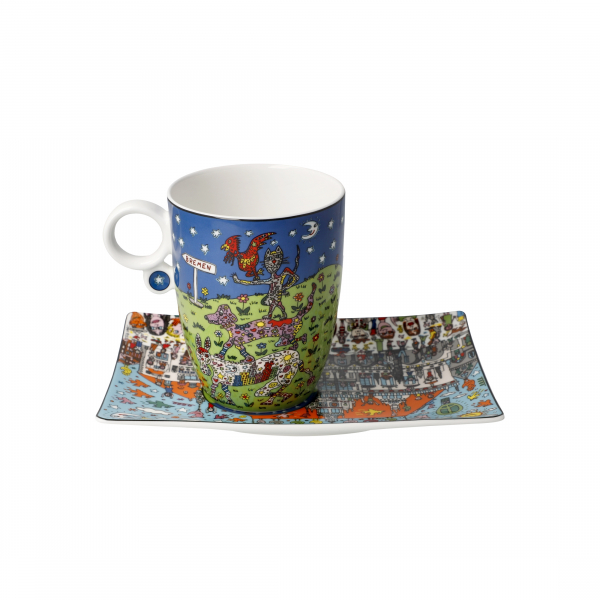 Goebel - All Roads Lead to Bremen - James Rizzi Pop Art Kunst NEUHEIT 2024 Tasse mit Untere Porzellan Künstlertasse