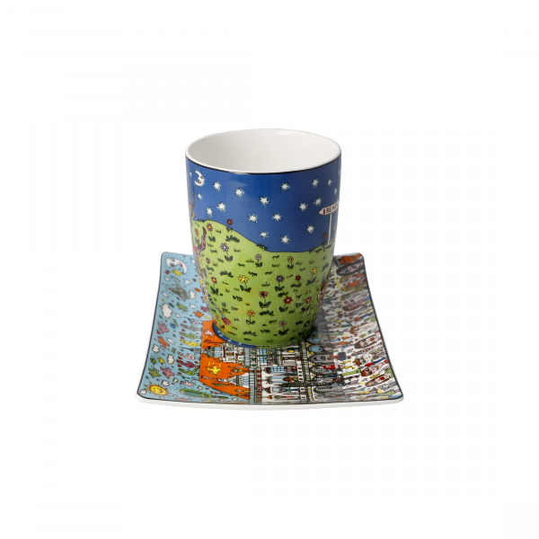 Goebel - All Roads Lead to Bremen - James Rizzi Pop Art Kunst NEUHEIT 2024 Tasse mit Untere Porzellan Künstlertasse
