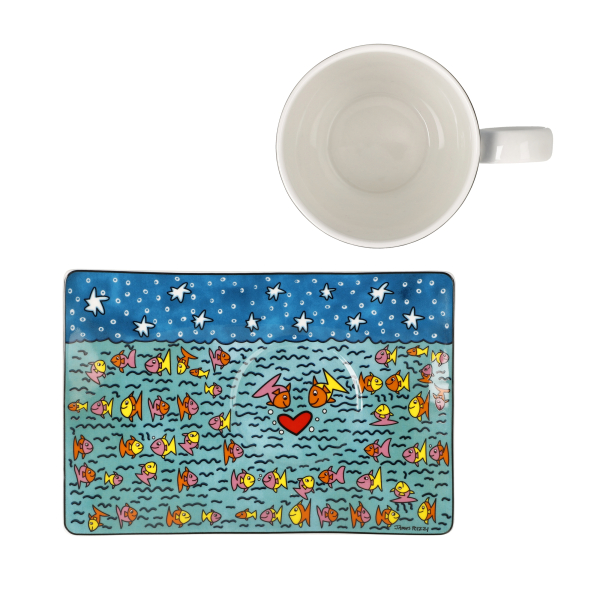 Goebel - Family of Fish - James Rizzi Pop Art Kunst NEUHEIT 2026 Tasse mit Untere Porzellan Künstlertasse