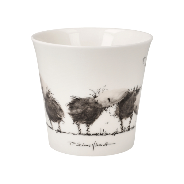 Goebel Schnecke, wer bist Du ? Tasse Rabe mit Schnecke Künstler Peter Schnellhardt Porzellantasse