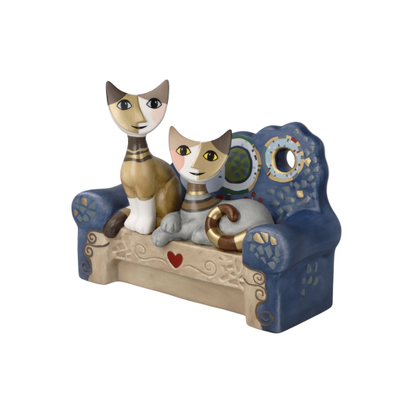 Goebel - Caterina e Fabio - Rosina Wachtmeister Katzenpaar sitzend auf Bank Porzellankatzen NEUHEIT 2026