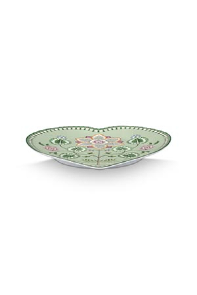 Pip Studio Set/2 Heart Shape Plates Lily&Lotus Light Green 21.5cm Herzform Tellerset Porzellan Teller in dekorativer Verpackung