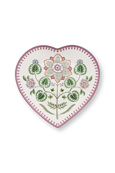 Pip Studio Set/2 Heart Shape Plates Lily&Lotus Light Lilac 21.5cm Herzform Tellerset Porzellan Teller in dekorativer Verpackung