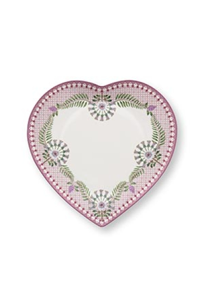 Pip Studio Set/2 Heart Shape Plates Lily&Lotus Light Lilac 21.5cm Herzform Tellerset Porzellan Teller in dekorativer Verpackung