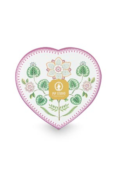 Pip Studio Set/2 Heart Shape Plates Lily&Lotus Light Lilac 21.5cm Herzform Tellerset Porzellan Teller in dekorativer Verpackung