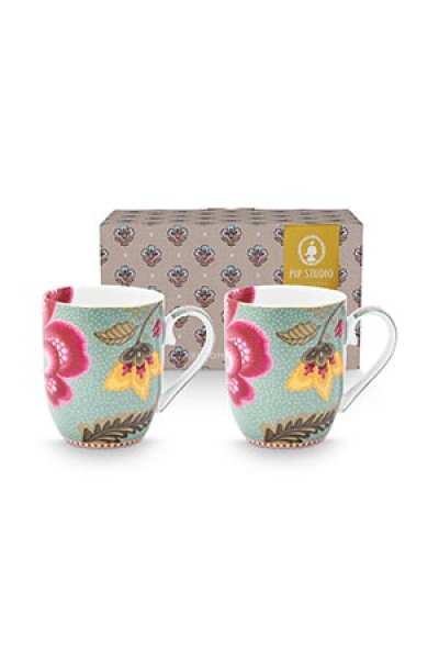 Pip Studio Set/2 Mugs Small Blooming Tales Fantasy Blue Kaffeebecher Tee Kaffee Tasse Porzellan