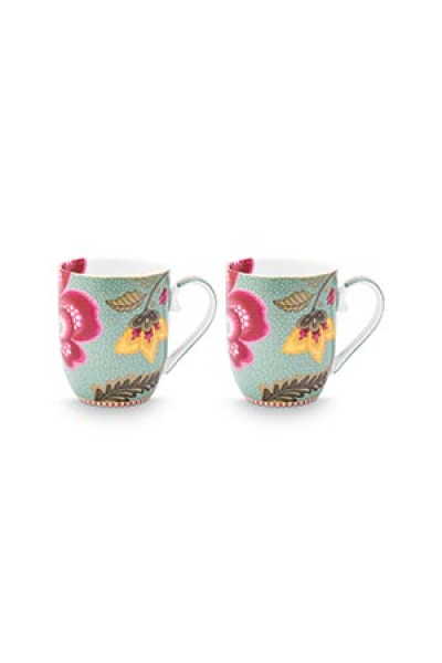 Pip Studio Set/2 Mugs Small Blooming Tales Fantasy Blue Kaffeebecher Tee Kaffee Tasse Porzellan