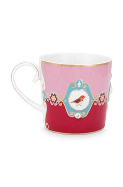 Pip Studio Set/2 Mugs Small Love Birds Medallion Red-Pink Kaffeebecher Tee Kaffee Tasse Porzellan
