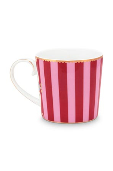 Pip Studio Set/2 Mugs Small Love Birds Medallion Stripes Red-Pink Kaffeebecher Tee Kaffee Tasse Porzellan