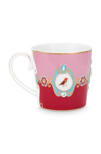 Pip Studio Set/2 Mugs Large Love Birds Medallion Red-Pink Kaffeebecher Tee Kaffee Tasse Porzellan
