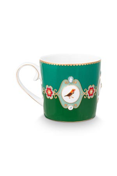 Pip Studio Set/2 Mugs Large Love Birds Medallion Emerald-Green Kaffeebecher Tee Kaffee Tasse Porzellan