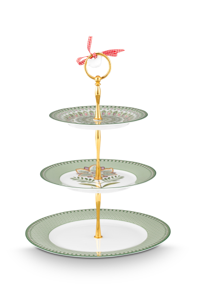 Pip Studio Cake Stand 3Layers Lily&Lotus Light Green Etagere Porzellan