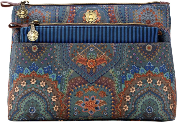 PIP Studio Kosmetiktasche Set Caryn Cosmetic Bags Combi Jabali Blue 26x18x7.5cm/22x13x1cm