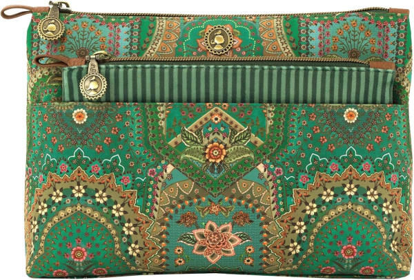 PIP Studio Kosmetiktasche Set Caryn Cosmetic Bags Combi Jabali Green 26x18x7.5cm/22x13x1cm