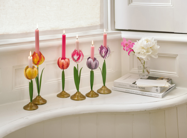 PIP STUDIO Tulip Candle Holders Metal Yellow 2er Set Tulpen Kerzenständer Metall gelb