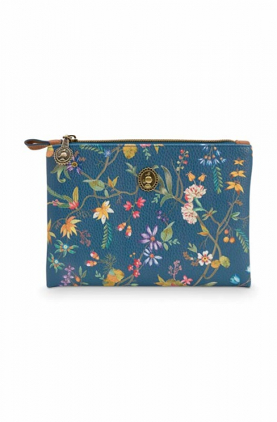 PIP Studio Kosmetiktasche Kosmetikbeutel Cosmetic Flat Pouch Small Petites Fleurs/Star Tile Dark Blue