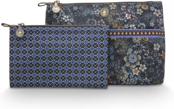 PIP Studio Kosmetiktasche Set Kombi Cosmetic Bag Combi Tutti i Fiori Blue 26x18x7.5cm/22x13x1cm ANGEBOT