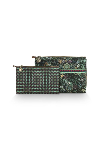 PIP Studio Kosmetiktasche Set Kombi Cosmetic Bag Combi Tutti i Fiori Green 26x18x7.5cm/22x13x1cm ANGEBOT