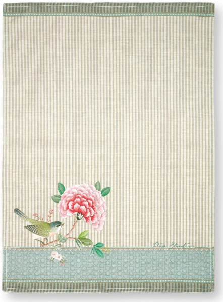 PIP Studio Tea Towel Blushing Birds Khaki 50x70cm Geschirrhandtuch Küchentuch Vögel
