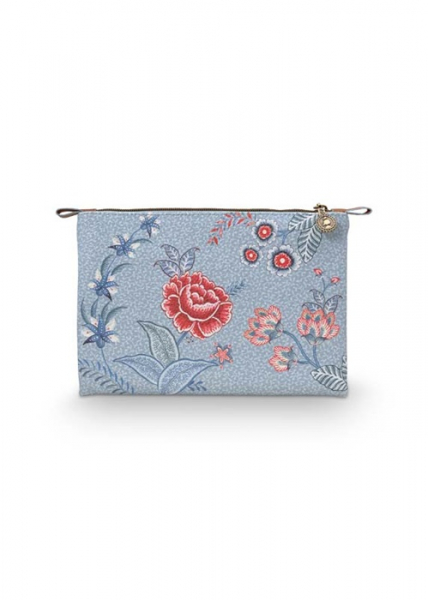 PIP Studio Kosmetiktasche Kosmetikbeutel Cosmetic Flat Pouch Medium Flower Festival Light Blue