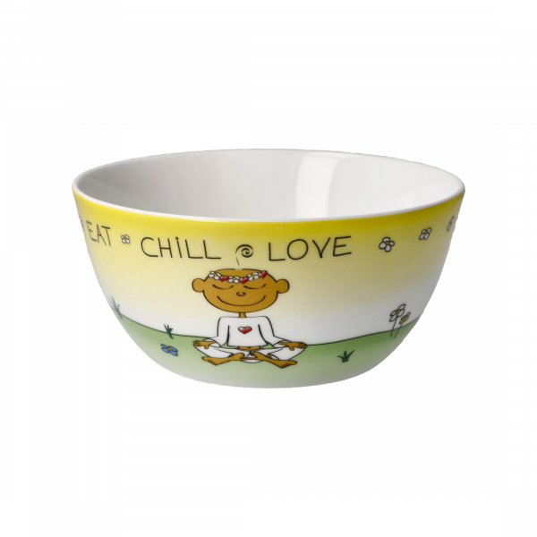 Goebel - Eat Chill Love -  Schale Der kleine Yogi - Müslischale Künstlerbecher Porzellanschale