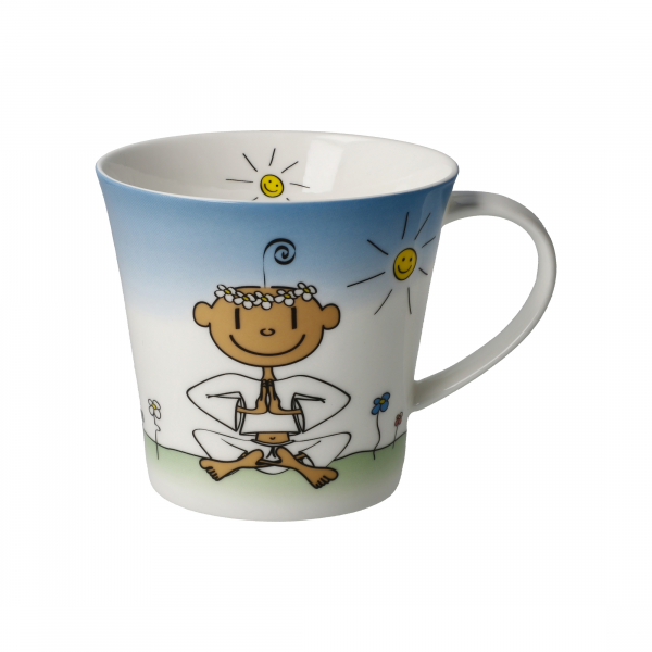 Goebel Ich begrüße den Tag mit einem Lächeln - Der kleine Yogi® - Tasse Pusteblume NEUHEIT 2024 Teetasse Kaffeetasse Porzellan