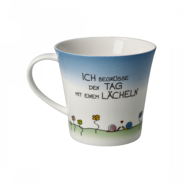 Goebel Ich begrüße den Tag mit einem Lächeln - Der kleine Yogi® - Tasse Pusteblume NEUHEIT 2024 Teetasse Kaffeetasse Porzellan