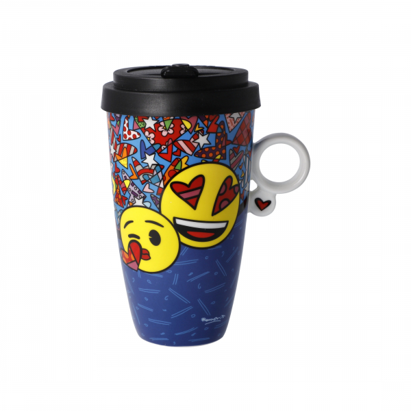 Goebel I love you Tasse Trinkbecher NEUHEIT 2021 emoji® BY BRITTO®! Mug To Go mit Deckel Teetasse Kaffeetasse Porzellan Künstlerbecher