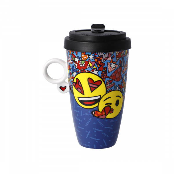 Goebel I love you Tasse Trinkbecher NEUHEIT 2021 emoji® BY BRITTO®! Mug To Go mit Deckel Teetasse Kaffeetasse Porzellan Künstlerbecher