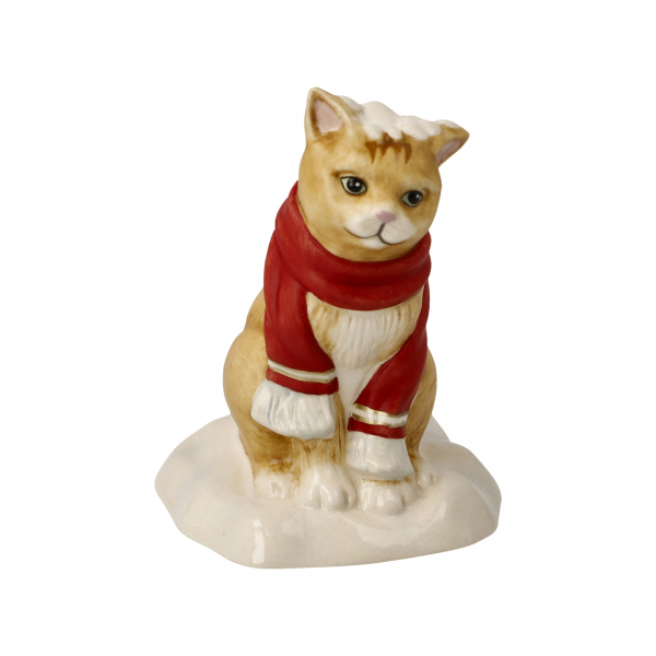 Goebel Kerzenhalter Schneeballschlacht Katze mit Schal NEUHEIT 2024 Weihnachten