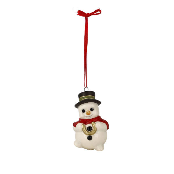 Goebel Winterglück Schneemann Hänger - Oskar mit Hufeisen - Porzellanschneemann NEUHEIT 2025 in Geschenkverpackung