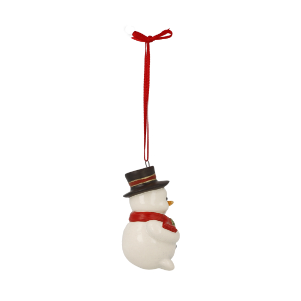 Goebel Winterglück Schneemann Hänger - Fridolin mit Kleeblatt - Porzellanschneemann NEUHEIT 2025 in Geschenkverpackung