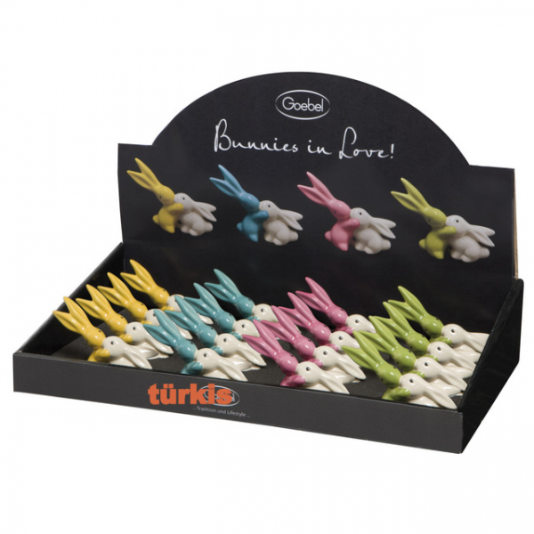 Goebel Bunny in love - türkis -  Bunny de luxe Hase Figur Hasenpaar Bunnie Porzellan