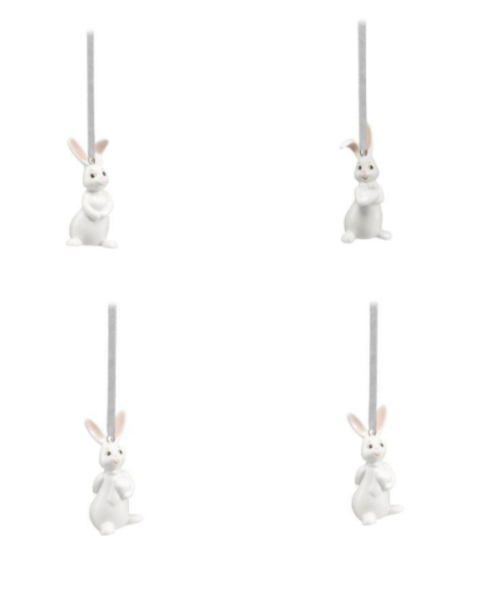 Goebel 4er Set Hasen Snow White Hasenhänger - I'm Cool - Heartbeat - For Me? - From the Heart in Geschenkverpackung Porzellanhasen