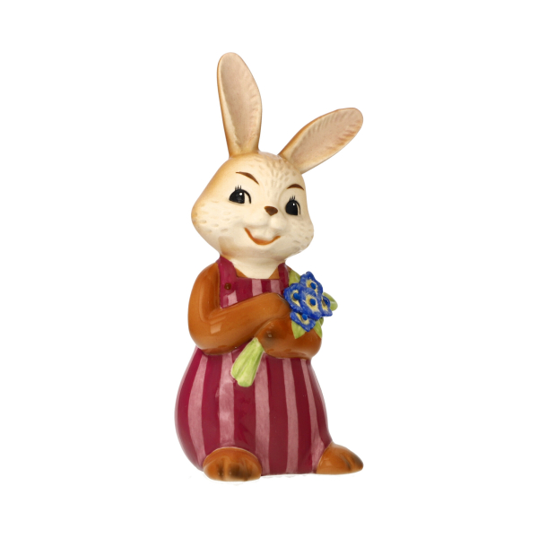 Goebel Figur Hase - Vergiss mich nicht - Hasenjunge mit Vergissmeinnicht und Kristallsteinen - Porzellanfigur ANGEBOT Ostern
