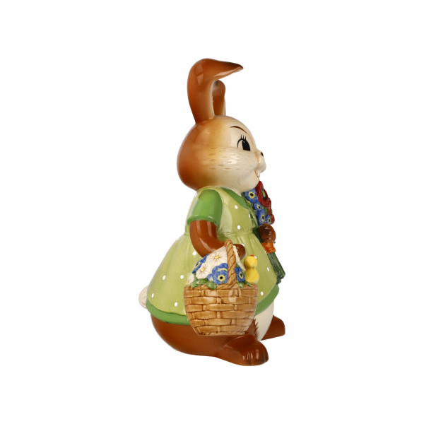 Goebel Hasenmädchen Ein Blumengruß Hase mit Blumenstrauß und Korb - groß - TOP