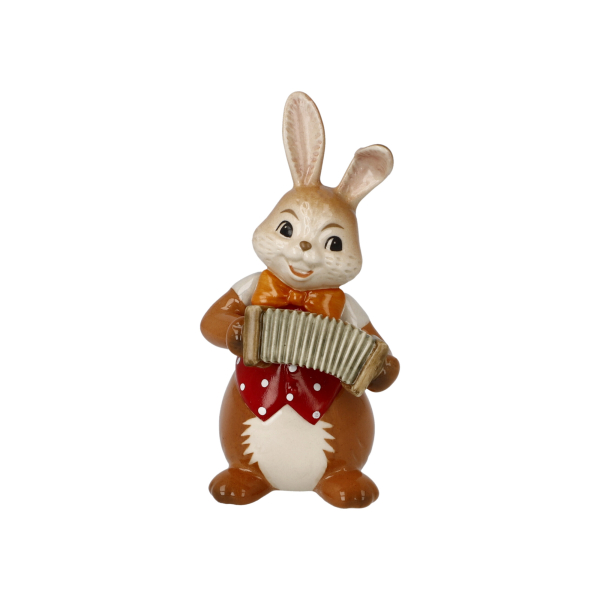 Goebel Figur Hase - Frecher Musikant - Musikanten Ostern Ziehharmonikaspieler NEUHEIT 2024