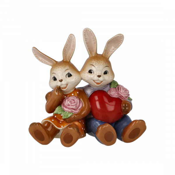 Goebel Figur Hasen Mein Valentins-Schatz Hasenpaar mit Herz und Blumen