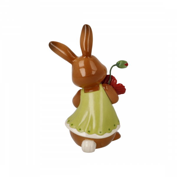 Goebel Figur Hase - Ein kleines Dankeschön- Hasenmädchen mit Mohnblume und Kristallstein