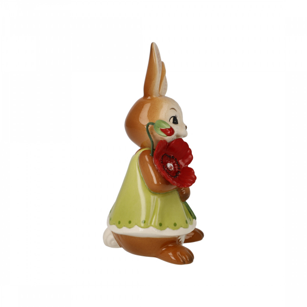 Goebel Figur Hase - Ein kleines Dankeschön- Hasenmädchen mit Mohnblume und Kristallstein