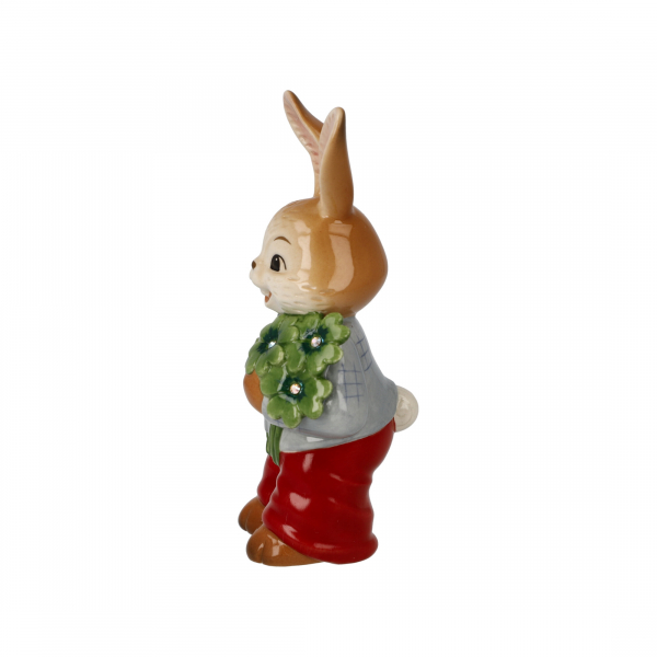 Goebel Figur Hase - Viel Glück ! - Hasenjunge mit Kleeblatt und Kristallsteinen